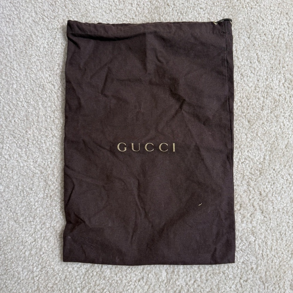 Gucci Brown Drawstring Logo Dust Pouch